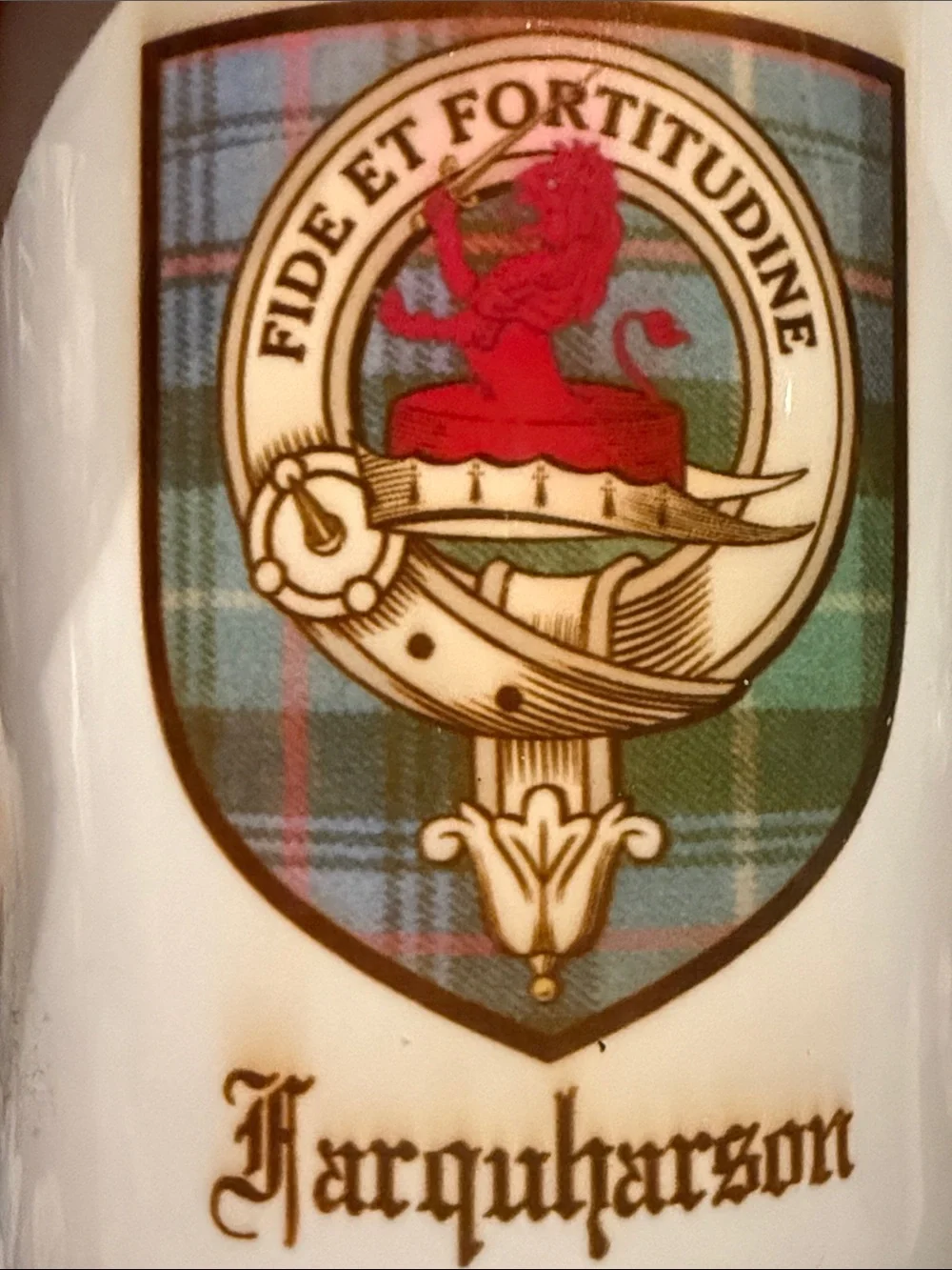Two Clan Farquharson Scottish Seal Crest Coffee Mugs “Fide et Fortitudine”